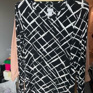 Chico's Black & White Printed Crisscross Long Sleeve 1